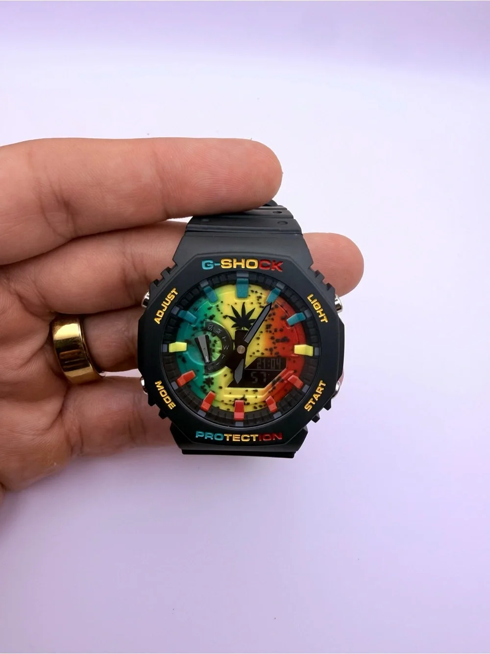 G-Shock Black Watch with Red, Yellow & Green Accents